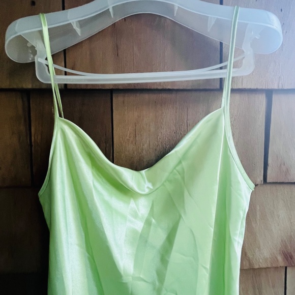 Chelsea & Violet  Satin Swing Neck Midi Slip Dress in Light Green Size XL - Picture 5 of 13